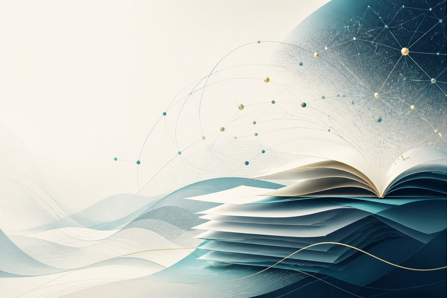 Abstract visualization of research papers connected through a knowledge graph